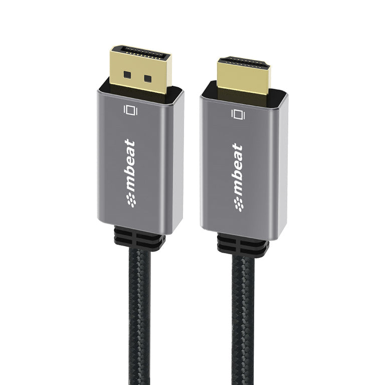 mbeat Tough Link 1.8m 4K/60Hz Display Port to HDMI Cable -  Connects DisplayPort to HDMI 4K@60Hz (3840×2160), Gold Plated, Aluminium,  Nylon Braided mbeat Tough Link 1.8m 4K/60Hz Display Port to HDMI Cable -  Connects DisplayPort to HDMI 4K@60Hz (3840×2160), Gold Plated, Aluminium,  Nylon Braided